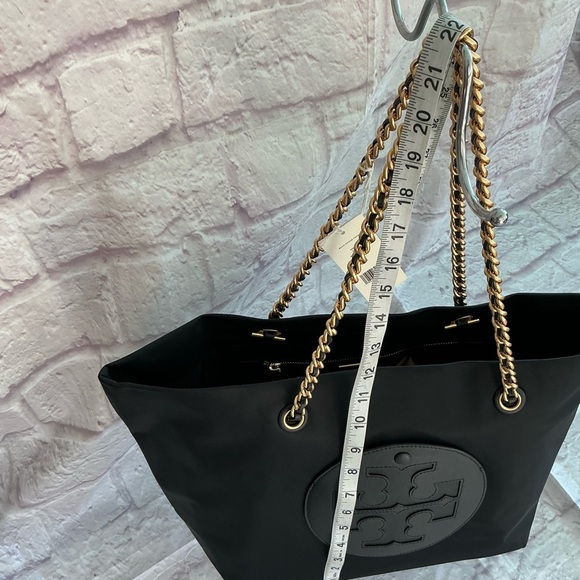 Tory Burch Ella Chain Black Nylon Tote Bag - Picture 7 of 13